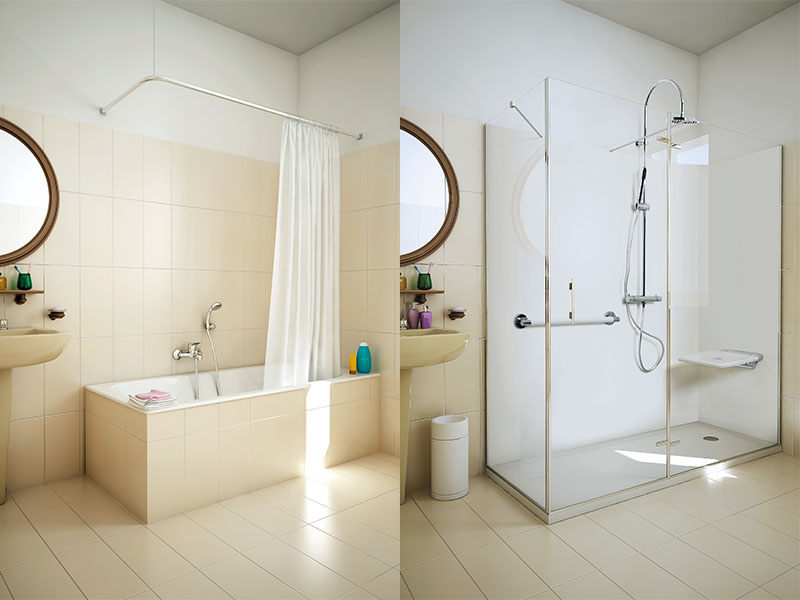 Rinnovo ambiente doccia, vetrine