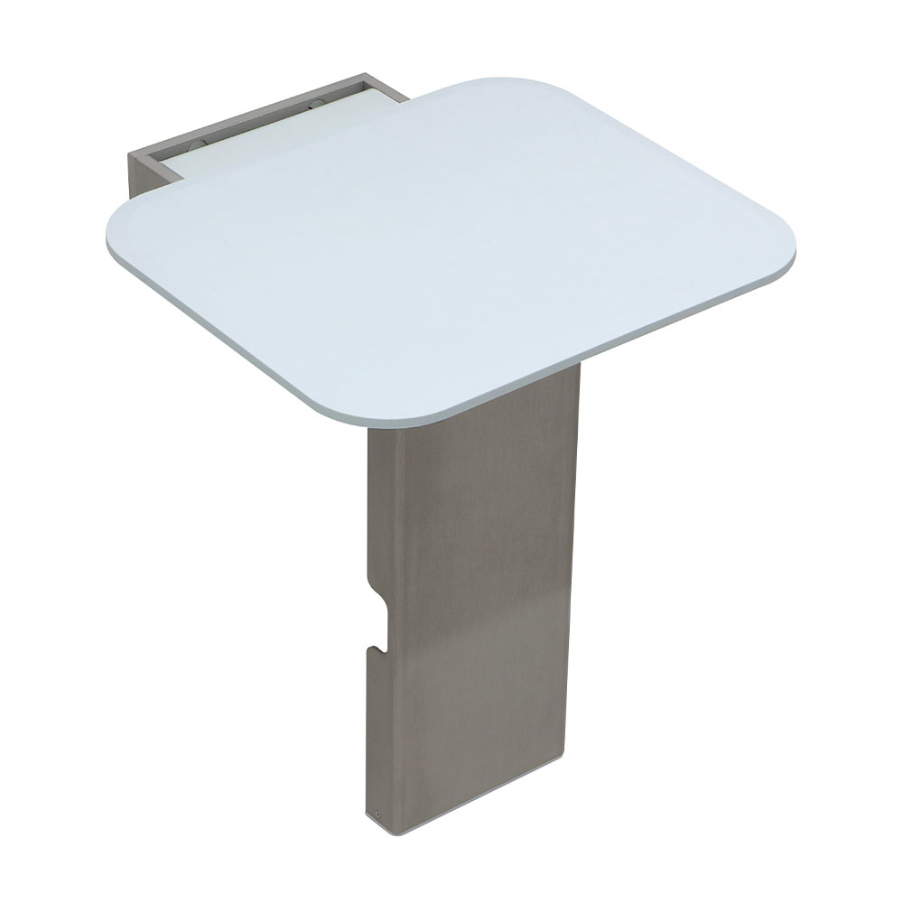 Folding shower seat with floor support