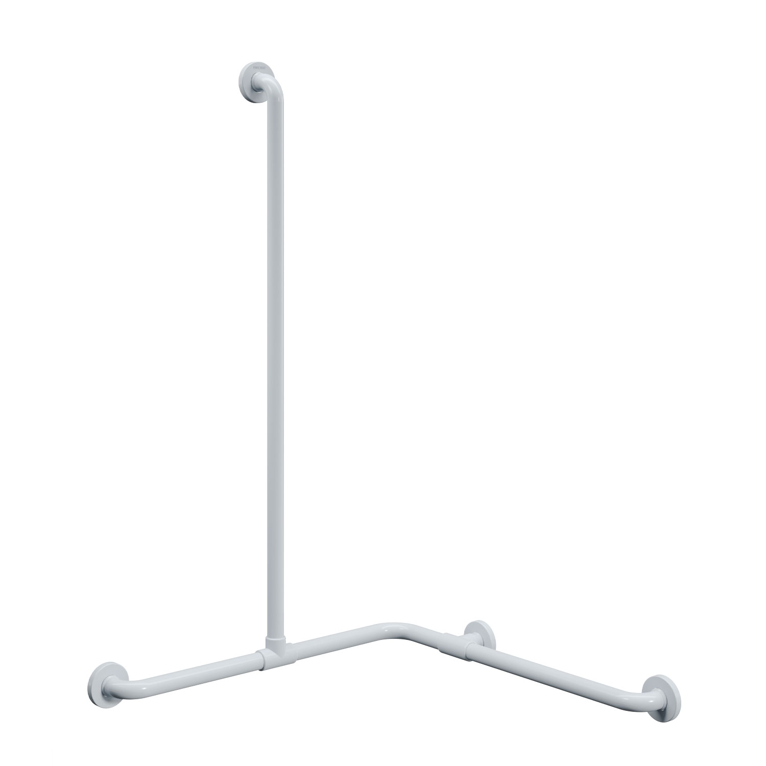 Sostegno di sicurezza per angolo con montante, munito di attacco per doccetta