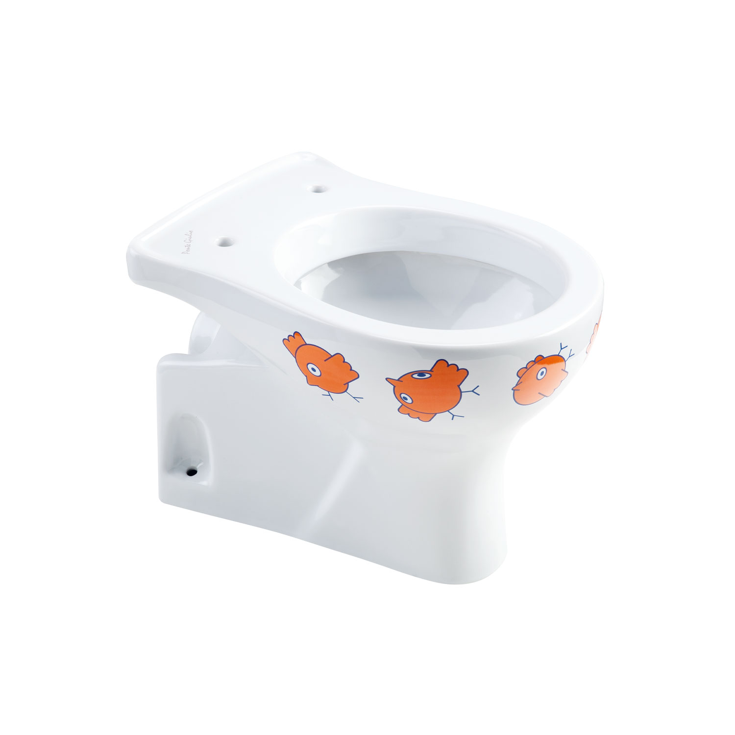 Vaso sanitario, infanzia, con decori. Raccordo di scarico integrato