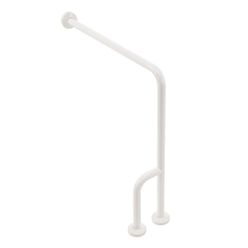 Lateral, safety grab bar from wall to floor