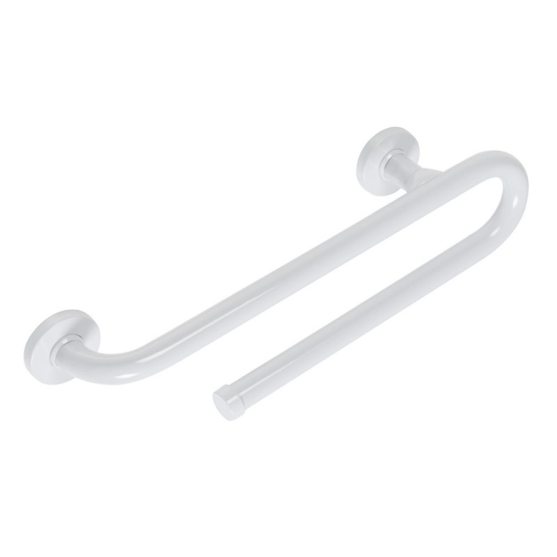 Straight safety grab bar, with towel holder
