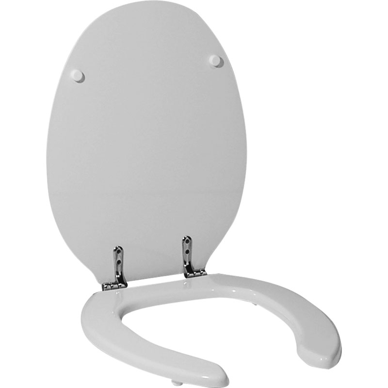 Toilet seat with cover in lacquered wood. With front opening