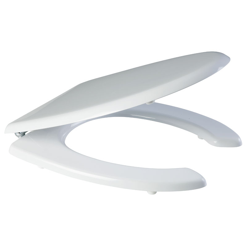 Toilet seat with cover in lacquered wood. With front opening