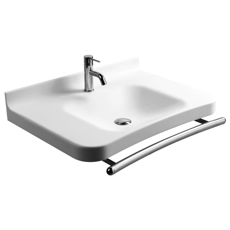 Acrylic Stone Sink with Stainless Steel Hand Pull / Towel Bar