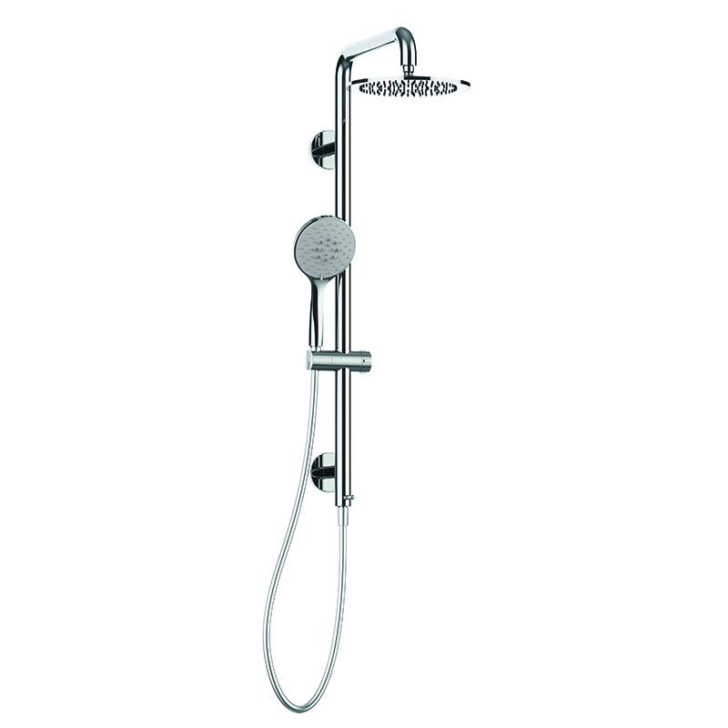 Safe shower column with hand-shower. Shower head in ABS