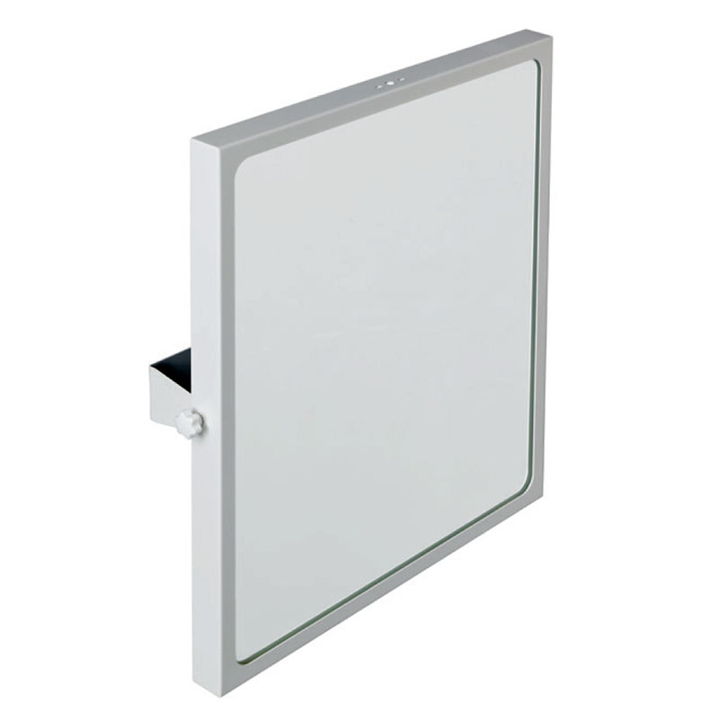 Tilting bathroom mirror, in safety glass