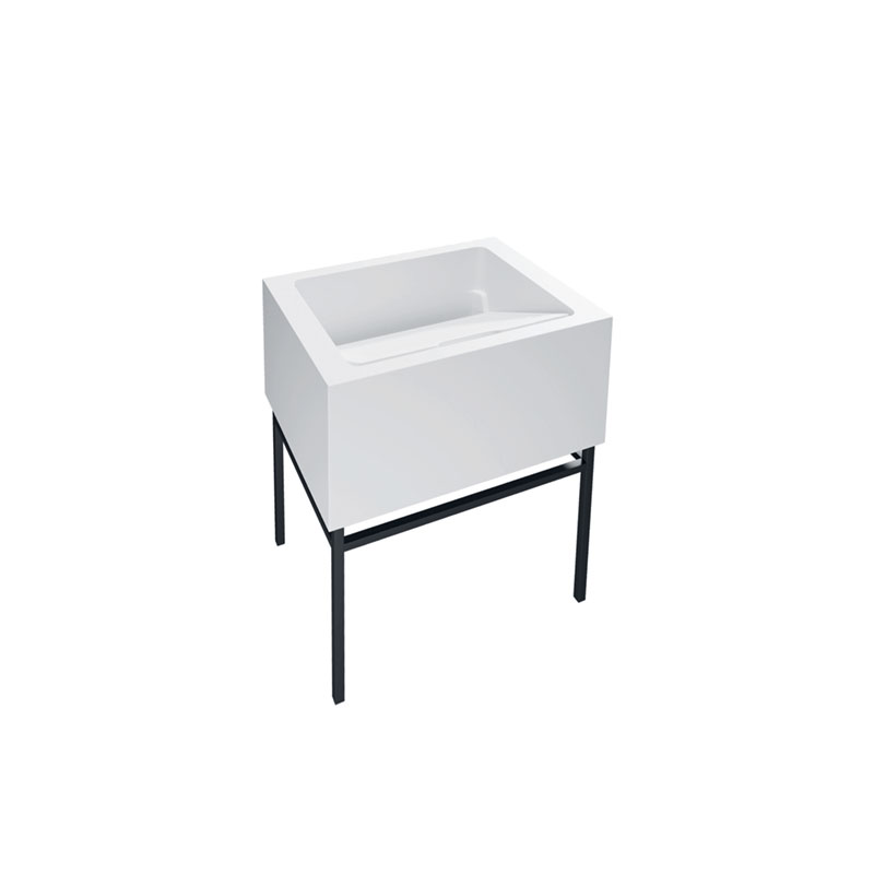 Lavabo su telaio con catino a profondità maggiorata.
