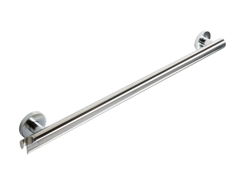Horizontal safety grab bar with shower head attachment