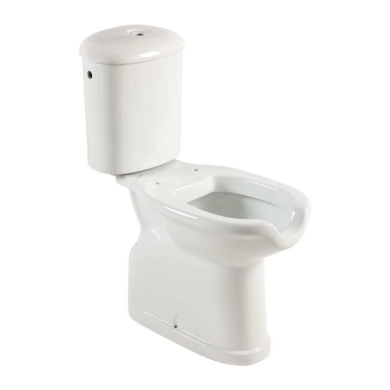 Monobloc toilet with front opening, floor drain