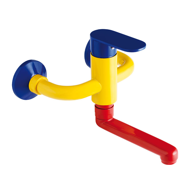 ”Multicolour” wall-mounted single-control mixer with swivel spout