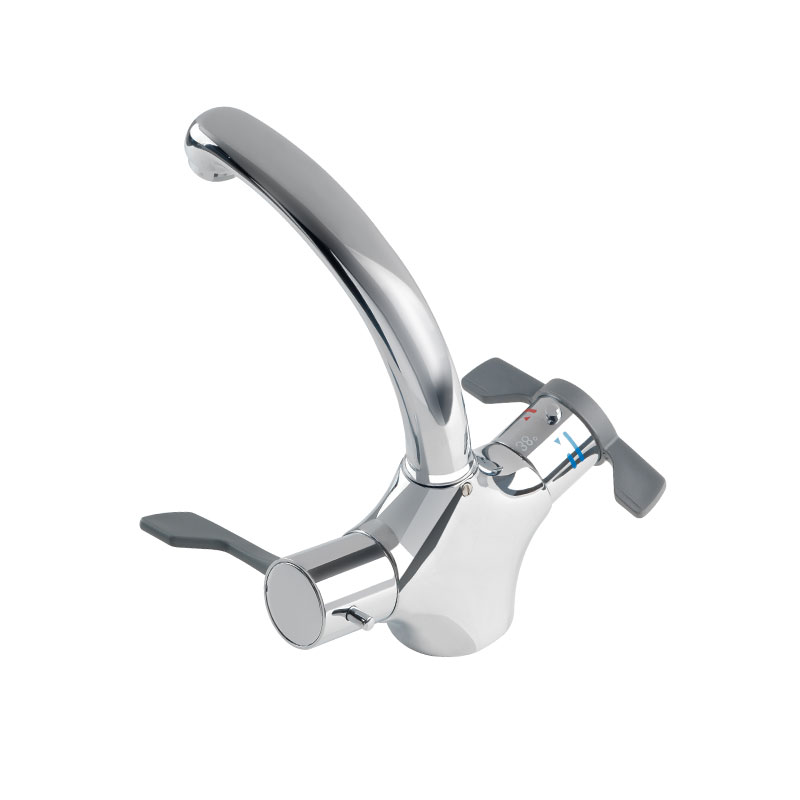 Miscelatore termostatico per lavabo dotato di leve ergonomiche