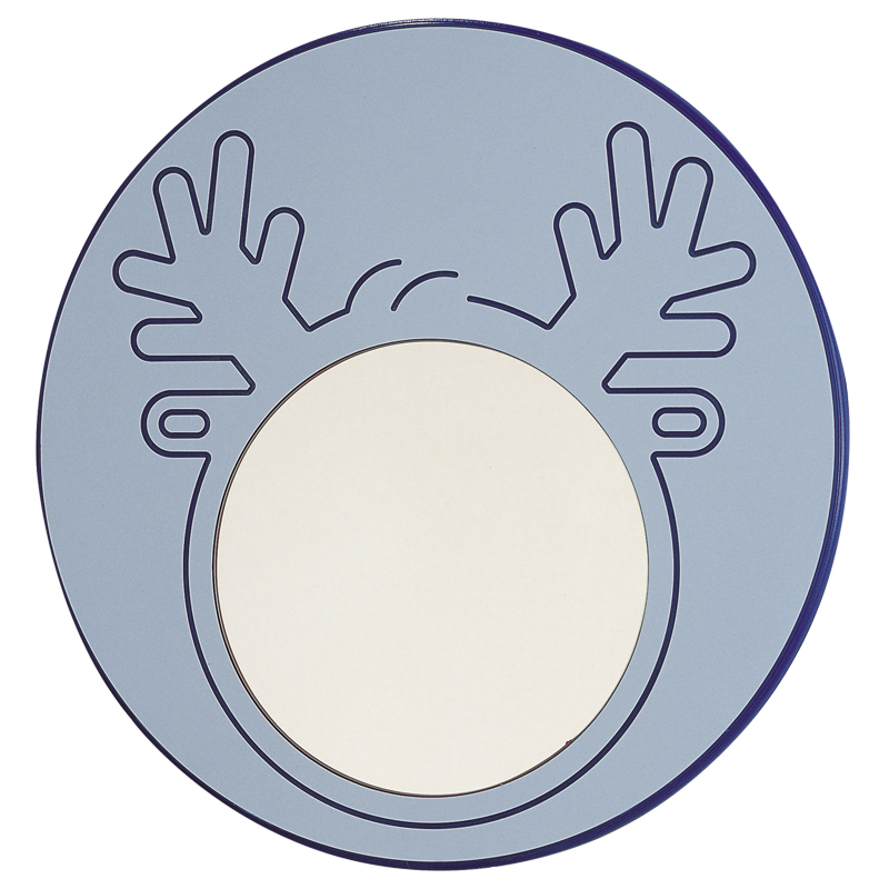 Mirror, in safety glass, with decorated frame in the shape of a moose’s head