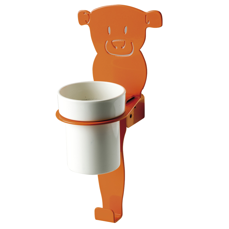 Porta bicchieri con gancio porta telo, personaggio "Orso"