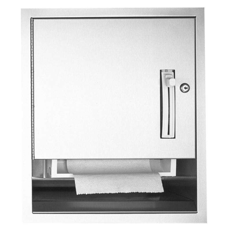 Hand towel roll dispenser in stainless steel