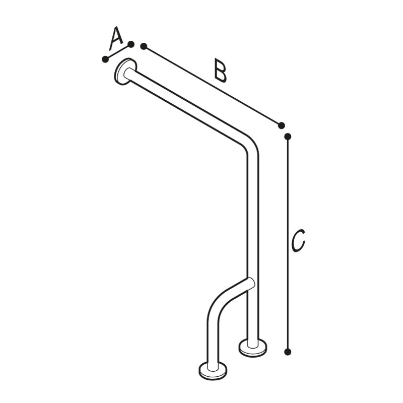 90 Degree Floor to Wall Grab Bar, Stainless Steel
