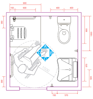 Bagno disabili con doccia