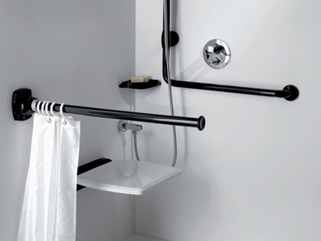 Design With Safety Bath Accessories Shower Curtain Rods And Rails Solution For A Folding Seat With L Shaped Shower Curtain Rod