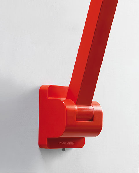 Coral red folding grab bar