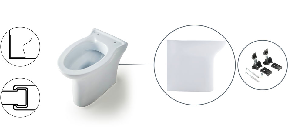 Rossari2 sanitaryware flush to wall