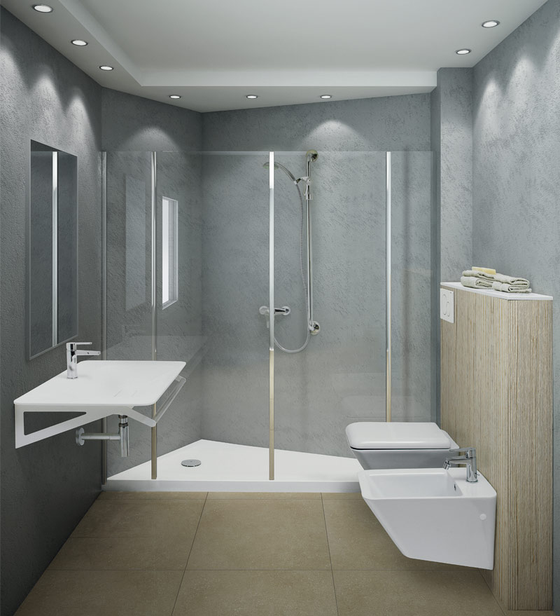 Shower with custom made tray and cabin
