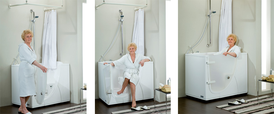 Vasca con porta apertura esterna bagno sicuro, vetrine