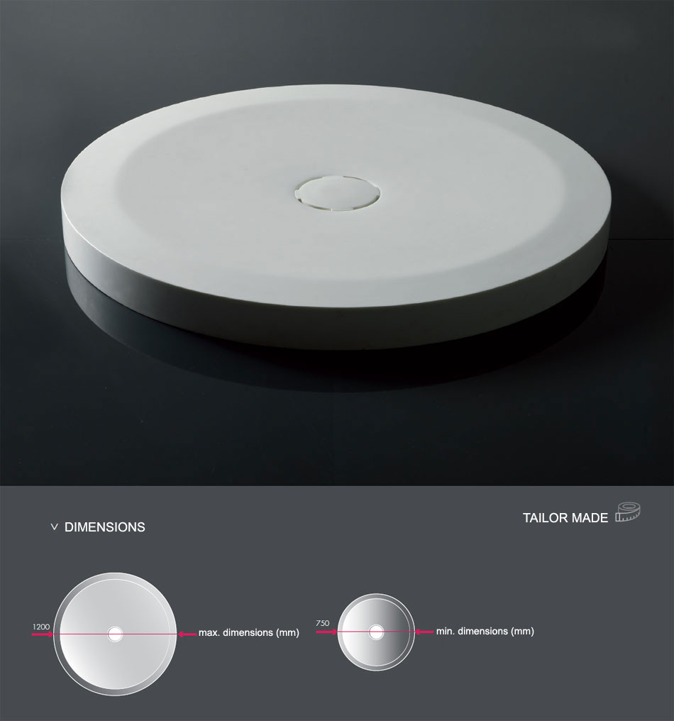 Round shower tray with gully drain 