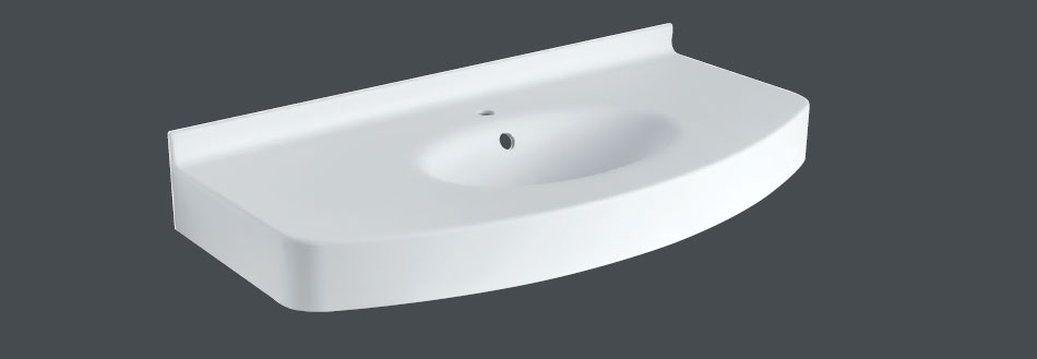 Lavabo in corian sagomato su misura con catino singolo