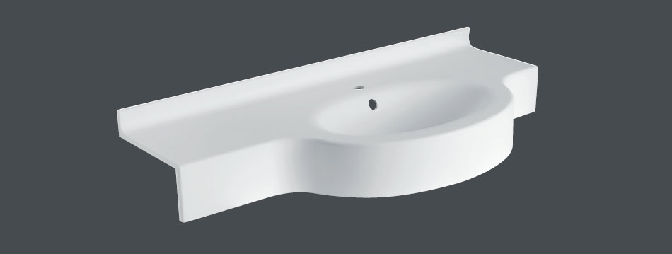 Lavabo in corian sagomato su misura con catino singolo