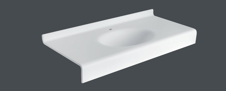 Lavabo in corian sagomato su misura con catino singolo