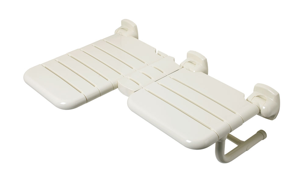 L-shaped folding shower seat