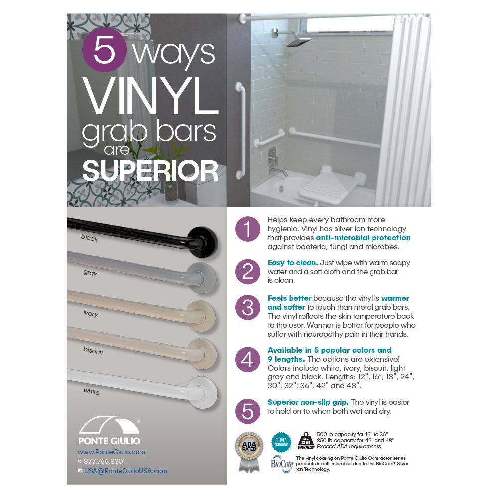 Vinyl coated grab bars