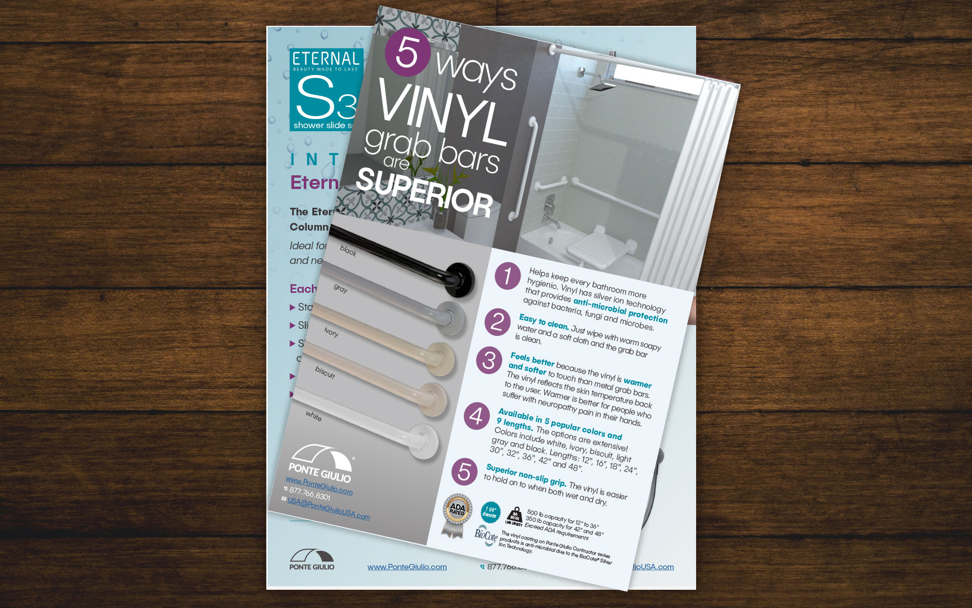 Vinyl Coated Grab Bars and Safe Shower’s flyers