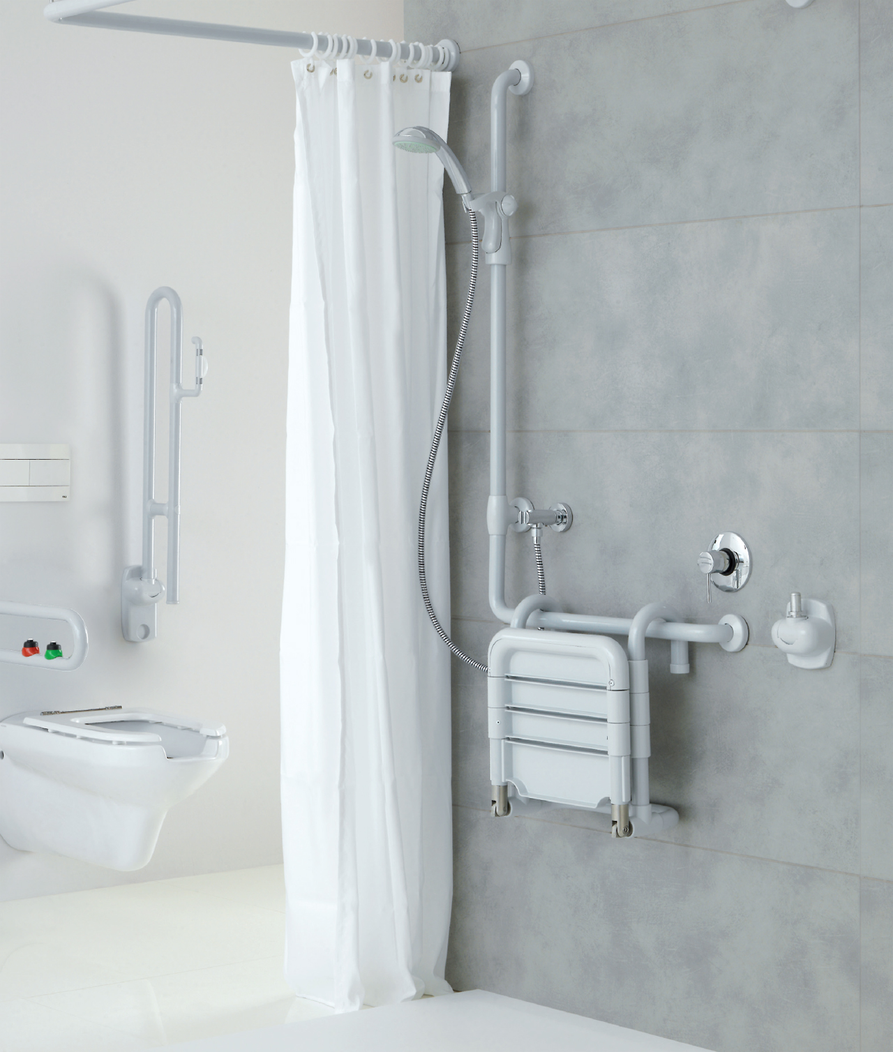 Sedile doccia ribaltabile chiuso, soluzioni ambiente bagno