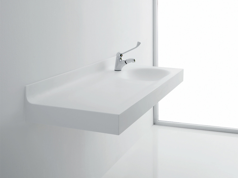 Solution for baby changing unit top in acrylic stone