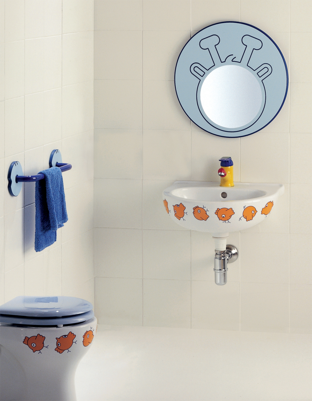 Specchio mimetico lavabo e sanitario Birdo, soluzioni bagno bambino